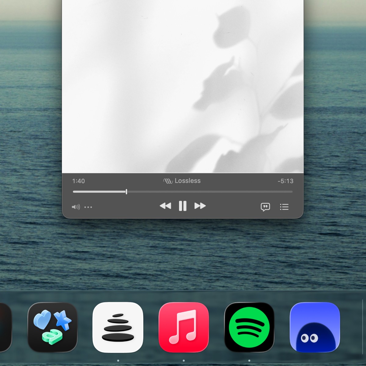 Focast playing quietly behind music apps